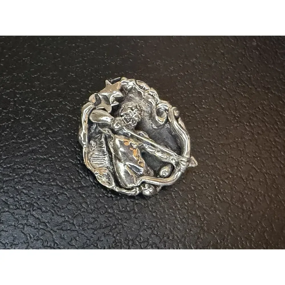 Vintage Tortolani Silver Zodiac Astrology Sagittarius Hunter Archer Centaur Pin